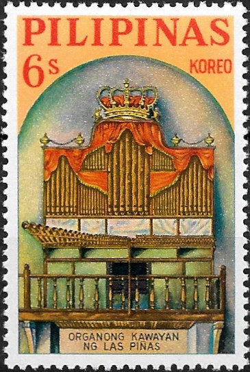 Philippine Commemorative Stamp from 1964 - Las Pinas Bamboo Pipe Organ