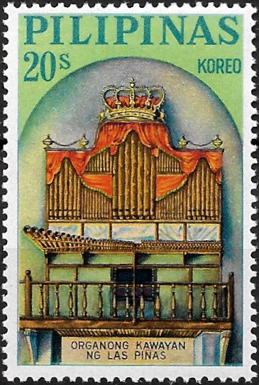 Philippine Commemorative Stamp from 1964 - Las Pinas Bamboo Pipe Organ