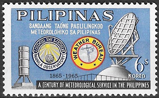 Philippine Commemorative Stamp from 1965 - Manila Observatory and Weather Bureau
