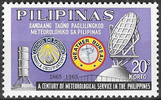 Philippine Commemorative Stamp from 1965 - Manila Observatory and Weather Bureau