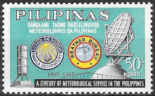 Philippine Commemorative Stamp from 1965 - Manila Observatory and Weather Bureau