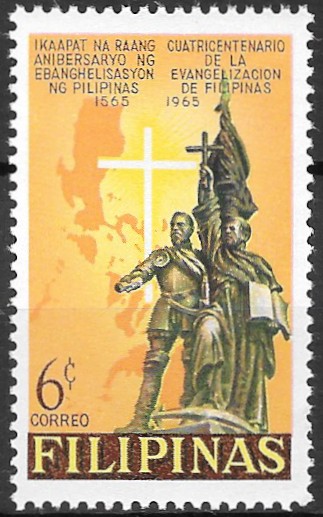 Philippine Commemorative Stamp from 1965 - 400 Years of Christianity on the Philippines