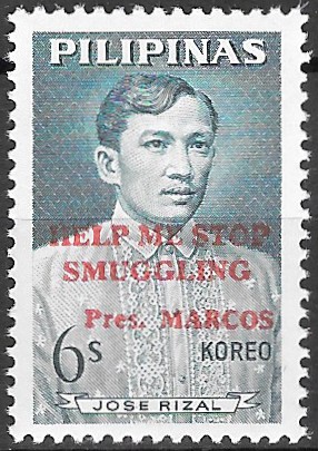 Philippine Commemorative Stamp from 1966 - Jose Rizal overprint - Help Stop Smuggling