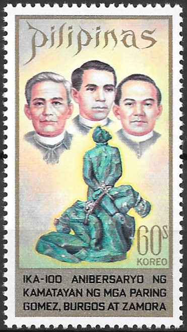 Philippine Commemorative Stamp from 1972 - Fathers Gomez Burgos and Zamora