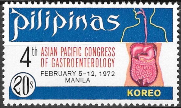 Philippine Commemorative Stamp from 1972 - 4th Asian Pacific Congress of Gastroenterology