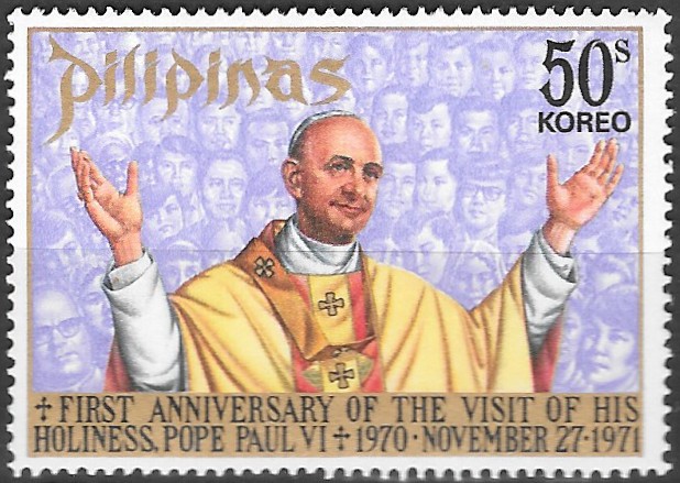 Philippine Commemorative Stamp from 1972 - Pope Paul's Visit to Philippines