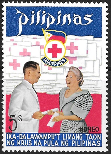 Philippine Commemorative Stamp from 1972 - 25 Years of Red Cross