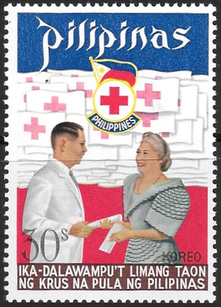 Philippine Commemorative Stamp from 1972 - 25 Years of Red Cross