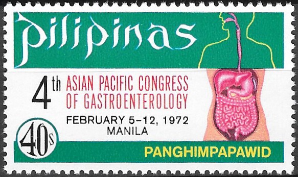 Philippine Air Mail Stamp from 1972 - 4th Asian Pacific Congress of Gastroenterology