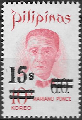 Philippine Definitive Stamp from 1973 - Personalities (Surcharged)