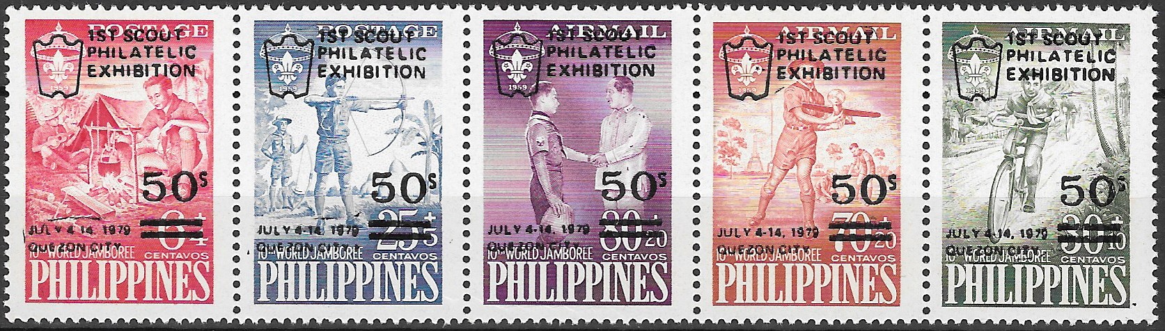 Philippine Commemorative Se-tenant Strip from 1979 - 1st Scout Philatelic Exhibition