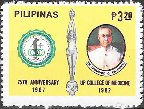 Philippine Commemorative Stamp from 1982 - 75th Anniversary University of the Philippines College of Medicine