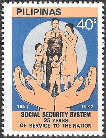 Philippine Commemorative Stamp from 1982 - 25th Anniversary of the Social Security System