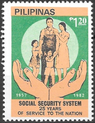 Philippine Commemorative Stamp from 1982 - 25th Anniversary of the Social Security System