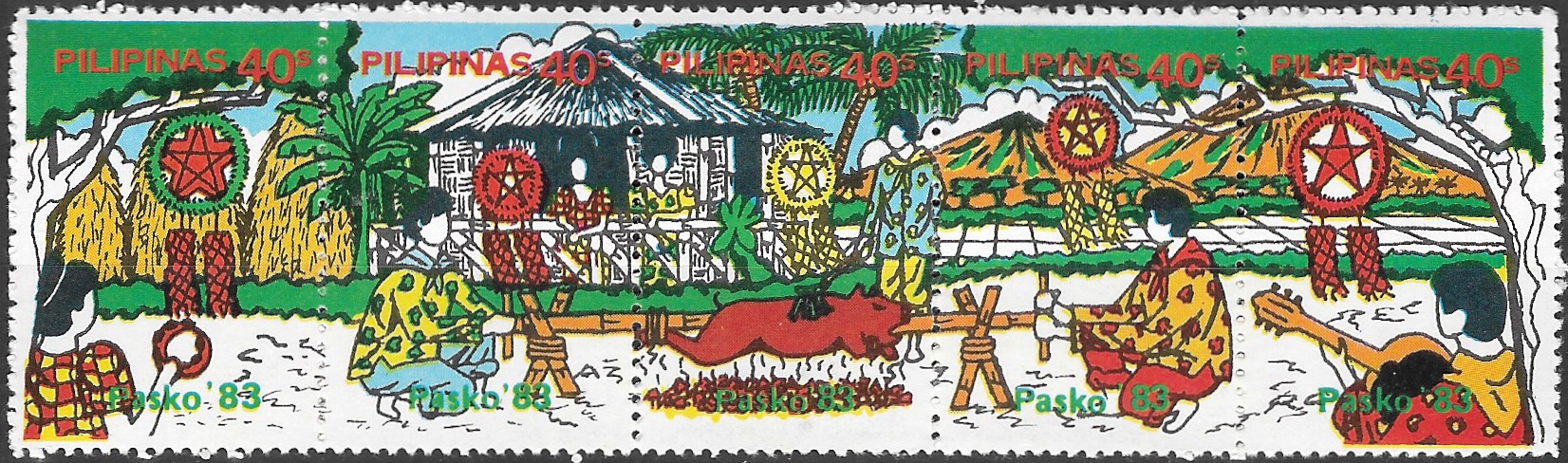 Philippine Commemorative Se-tenant Strip from 1983 - Christmas 1983