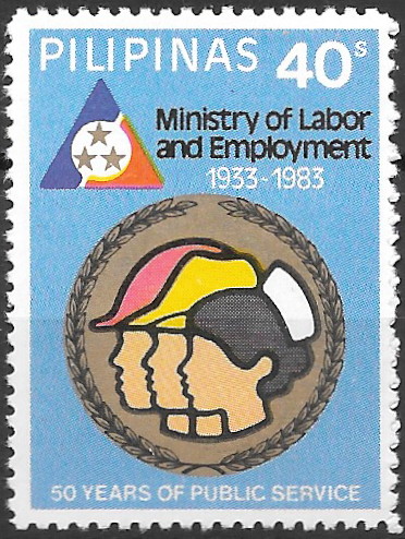 Philippine Commemorative Stamp from 1983 - 50th Anniversary Ministry of Labor and Employment