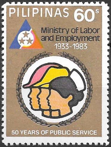 Philippine Commemorative Stamp from 1983 - 50th Anniversary Ministry of Labor and Employment