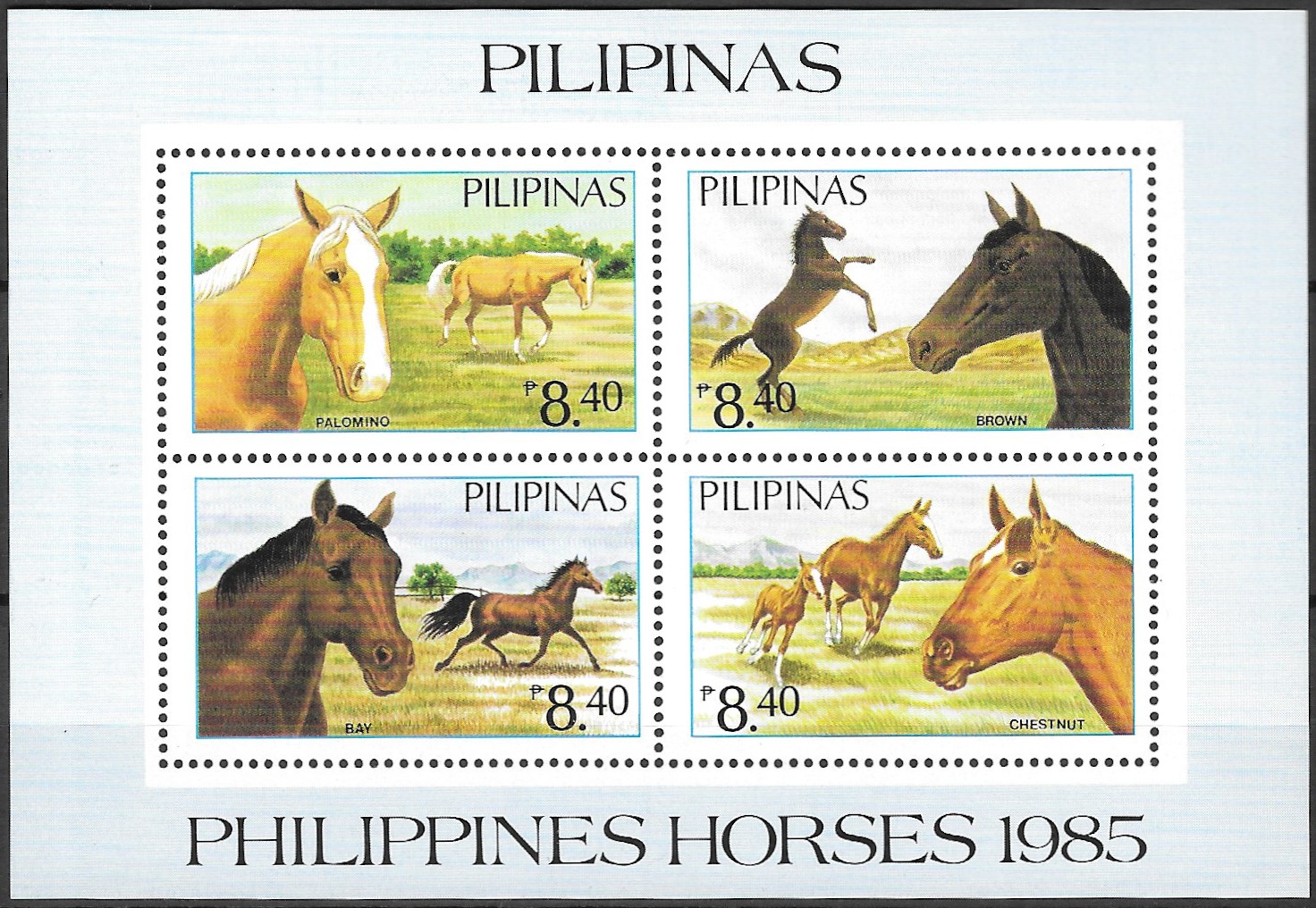 Philippine Commemorative Souvenir Sheet from 1985 - Philippine Horses