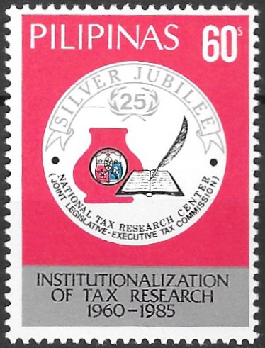 Philippine Commemorative Stamp from 1985 - 25th Anniversary Institutionalization of Tax Research