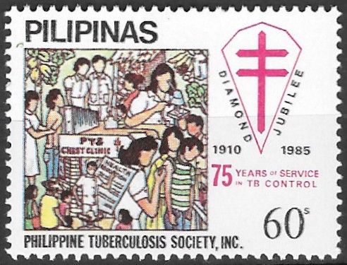 Philippine Commemorative Stamp from 1985 - 75th Anniversary Philippine Tuberculosis Society (PTS)