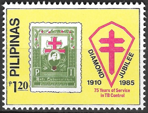 Philippine Commemorative Stamp from 1985 - 75th Anniversary Philippine Tuberculosis Society (PTS)
