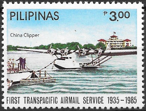 Philippine Commemorative Stamp from 1985 - 50th Aniversary 1st Transpacific Air Mail Service