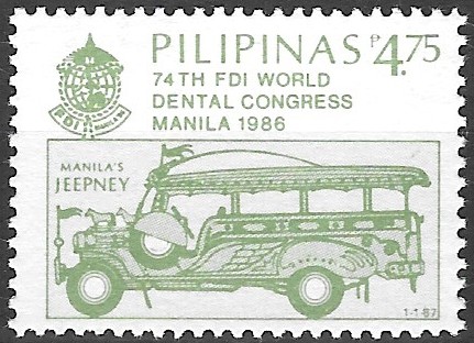 Philippine Definitive Stamp from 1987 - 74th FDI World Dental Congress, Manila