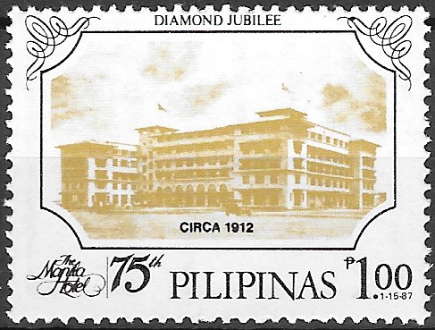 Philippine Commemorative Stamp from 1987 - Manila Hotel - 75th Anniversary