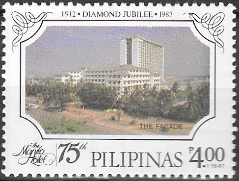 Philippine Commemorative Stamp from 1987 - Manila Hotel - 75th Anniversary