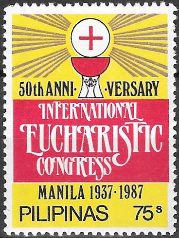 Philippine Commemorative Stamp from 1987 - 50th Anniversary of International Eucharistic Congress
