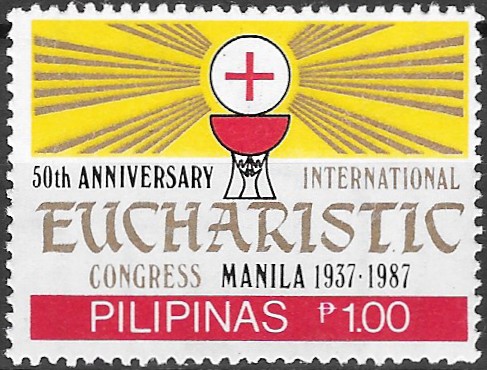 Philippine Commemorative Stamp from 1987 - 50th Anniversary of International Eucharistic Congress