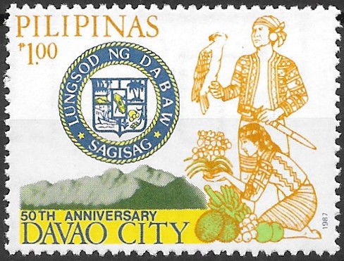 Philippine Commemorative Stamp from 1987 - 50th Anniversary City of Davao 
