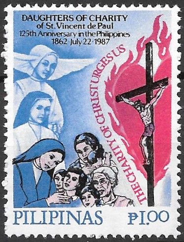 Philippine Commemorative Stamp from 1987 - 125th Anniversary Sisters of the Order of St. Vincent de Paul