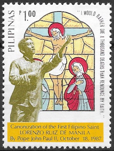 Philippine Commemorative Stamp from 1987 - Canonization of Lorenzo Ruiz