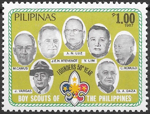 Philippine Commemorative Stamp from 1987 - Founders of the Boy Scouts of the Philippines