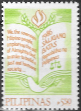 Philippine Definitive Stamp from 1987 - Ratification of New Constitution