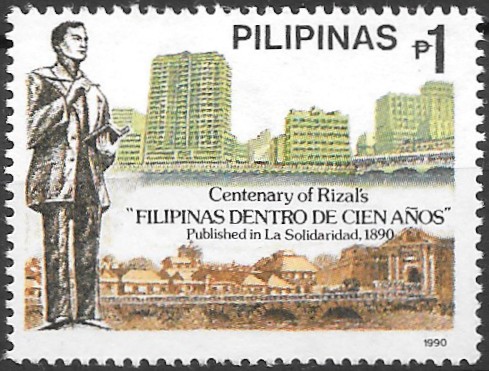 PH 2041 Philippine Commemorative Stamp from 1990 - Centenary of Rizal’s “Filipinas Dentro De Cien Años” Publish