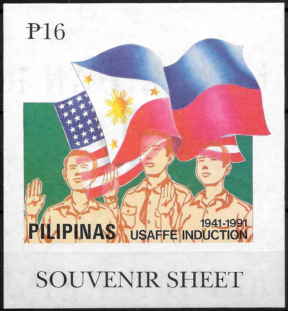 PH 2100 Philippine Commemorative Souvenir Sheet from 1991 - United States Armed Forces in the Far East Induction