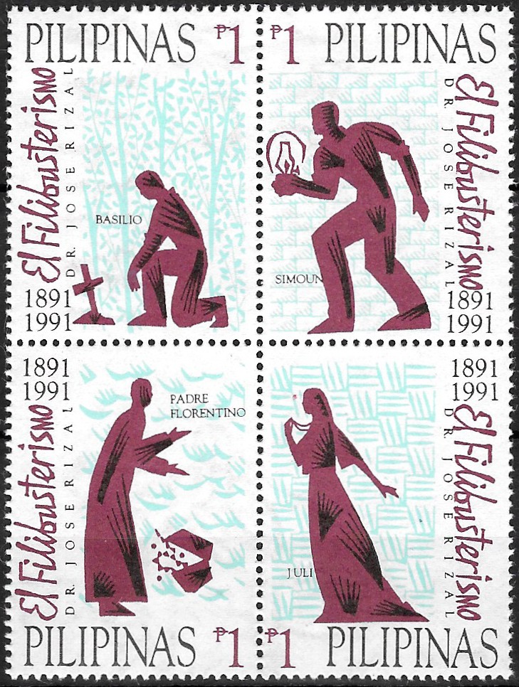 PH 2101 Philippine Commemorative Se-tenant from 1991 - El Filibusterismo Centenary