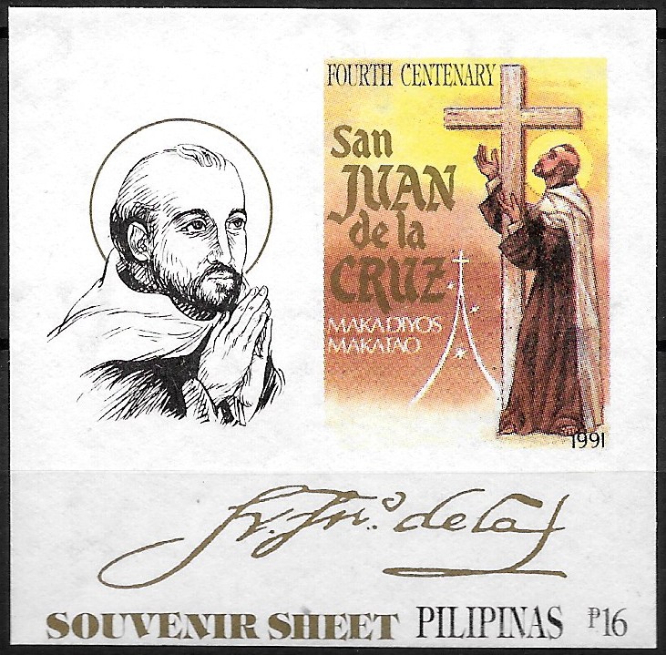 PH 2103 Philippine Commemorative Souvenir Sheet from 1991 - St. John of the Cross - 400th Death anniversary