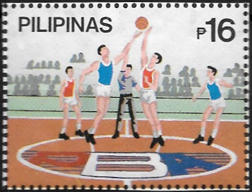 Philippine Commemorative Stamp from 1991 - Basketball centennial