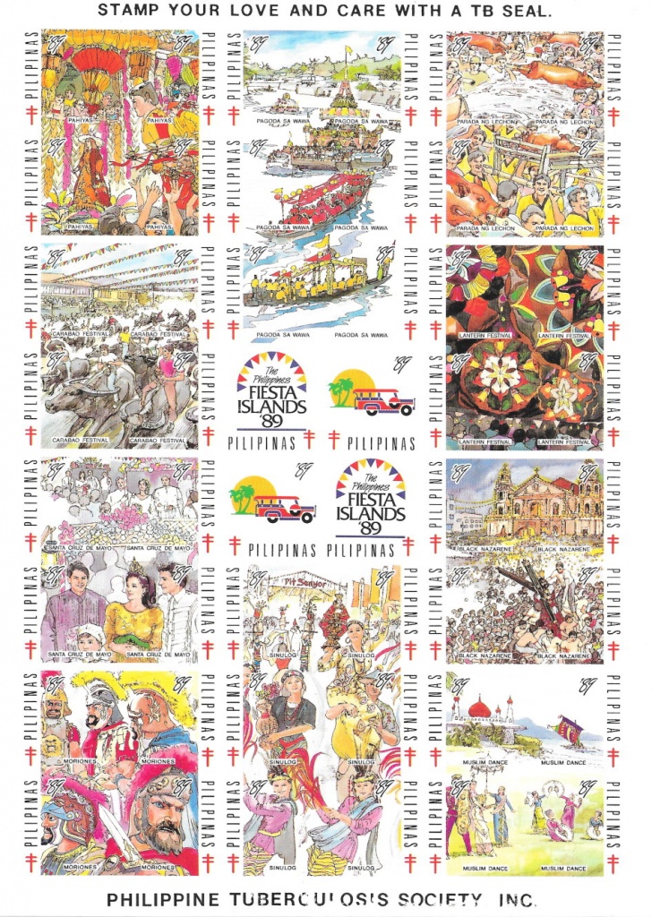 Complete sheet of Christmas Seals from the Philippines - 1989