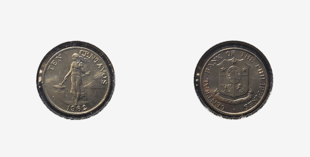 1962 KM188 10 centavos coin
