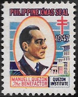 1947 Christmas Seal featuring Manuel Quezon