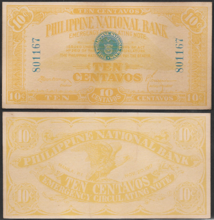1917 WWI 10c Emergency Note