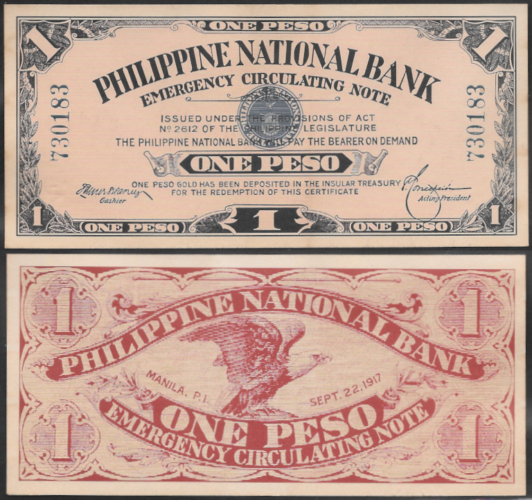 1917 WWI 1peso Emergency Note