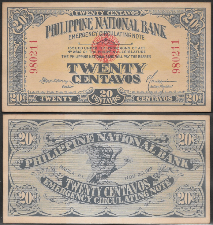 1917 WWI 20c Emergency Note