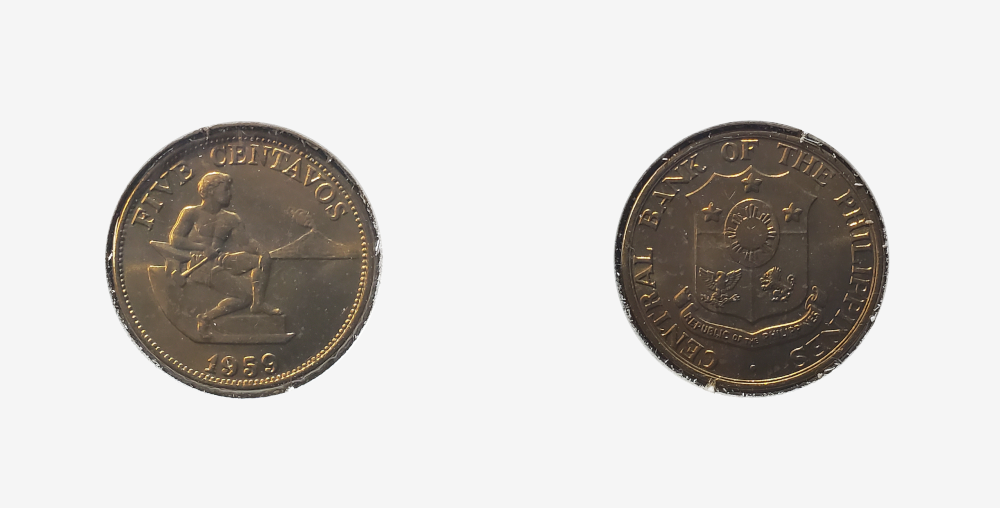 1959 KM187 5 centavos coin