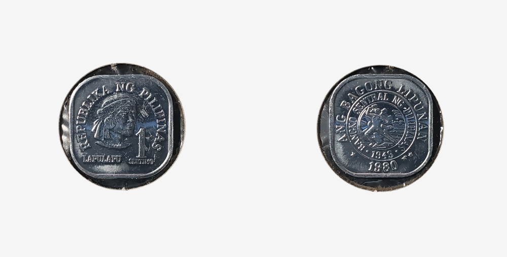 1980 KM224 1 sentimo coin
