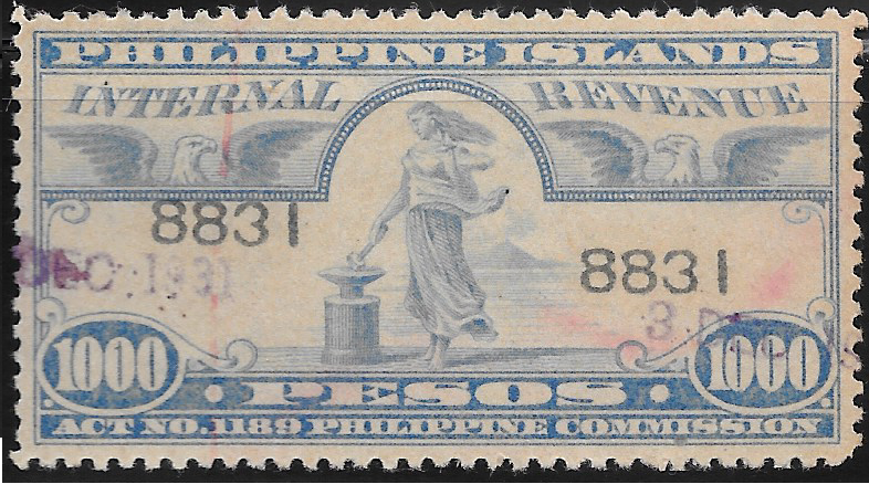 1930-31 1000p Philippine Revenue Stamp